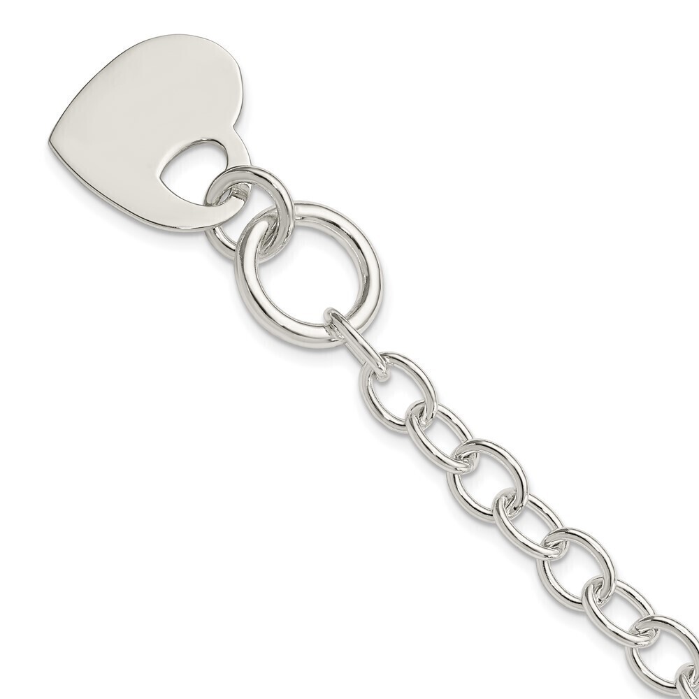 Kazi Luxury Sterling Silver Polished Engraveable Heart Bracelet
